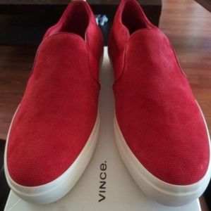 Vince Fenton Jasper Red Suade Mens Slip Ons